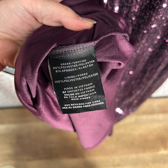 R&M Richard Short Plum Purple Sequin Mini Dress with Bell Batwing Sleeves 22W 22 - Picture 11 of 13